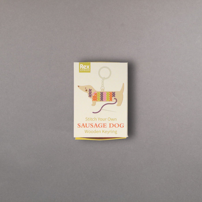 ikon Rex London Stitch Your Own Wooden Keyring - Sausage Dog