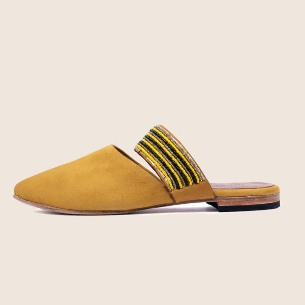 Ikwetta Beaded Mule Mustard