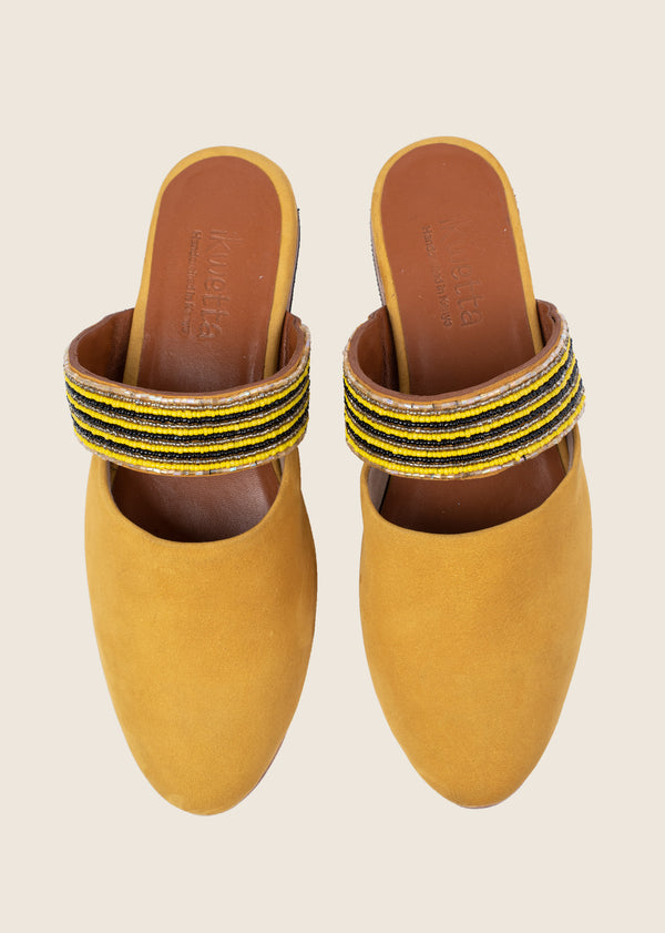 Ikwetta Beaded Mule Mustard