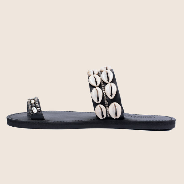 Ikwetta Black Shell Sandals