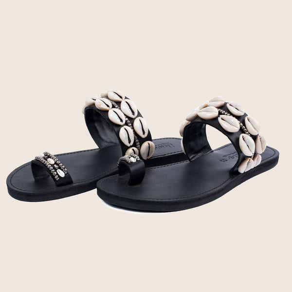 Ikwetta Black Shell Sandals