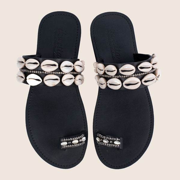 ikwetta Black Shell Sandals