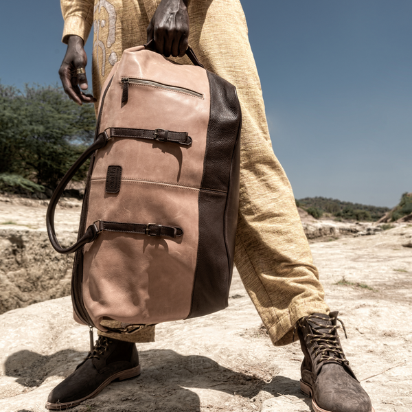 Ikwetta Carryall Duffel Bag Tan + Brown