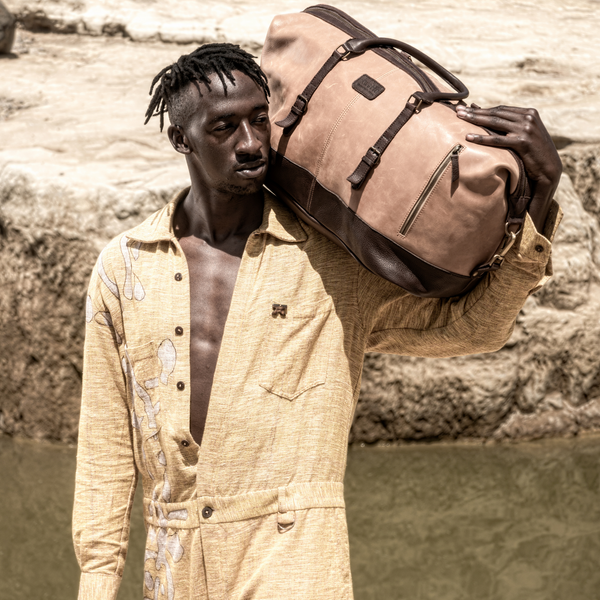 Ikwetta Carryall Duffel Bag Tan + Brown