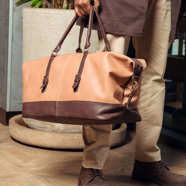 ikwetta Carryall Duffel Bag Tan + Brown