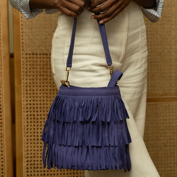Ikwetta Fringe Bucket Bag Roseberry