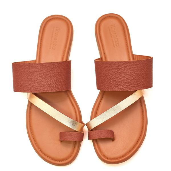 Ikwetta Helena Sandals- Comfort Sole Caramel
