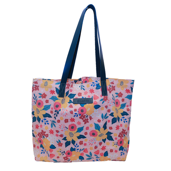 ikwetta Leather Handle Cloth Tote Pink