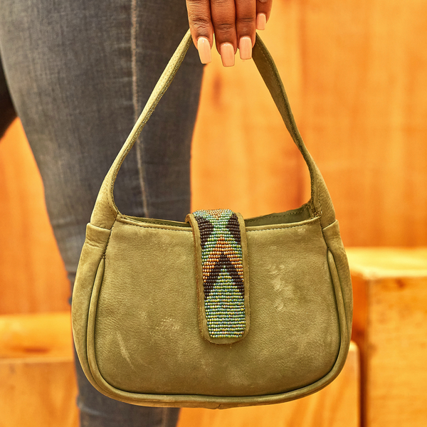 ikwetta Leather Hobo Olive H/S