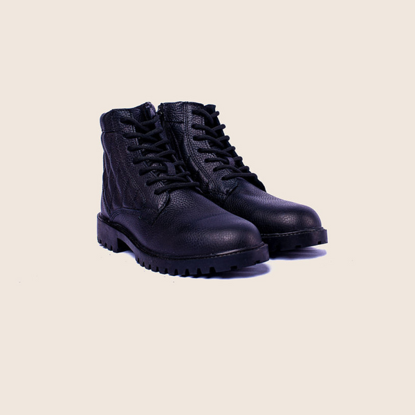ikwetta Quilted Combat Boot BLACK