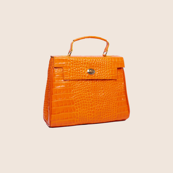 ikwetta Sylvie Satchel Orange croc print