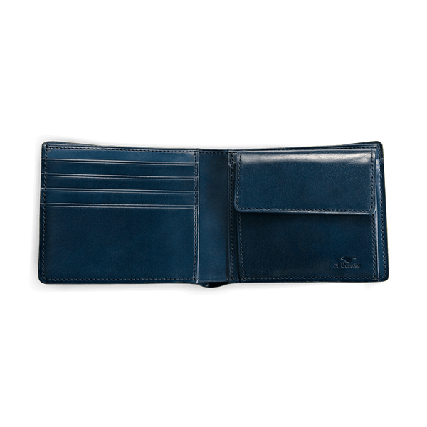 Il Bussetto Bifold Colored Wallet With Coin Pouch Poseidonblue