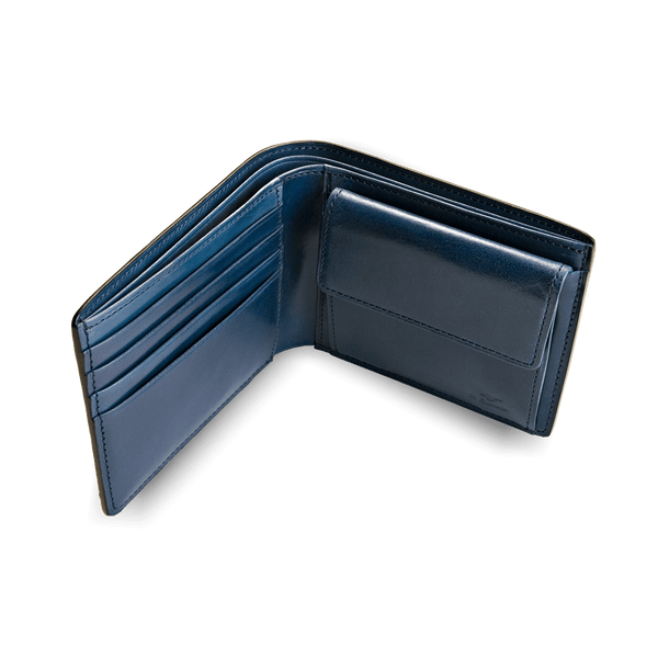 Il Bussetto Bifold Colored Wallet With Coin Pouch Poseidonblue