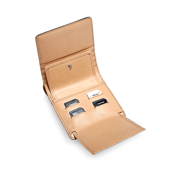 Il Bussetto Bifold Wallet For 4 SD Cards Cappuccino
