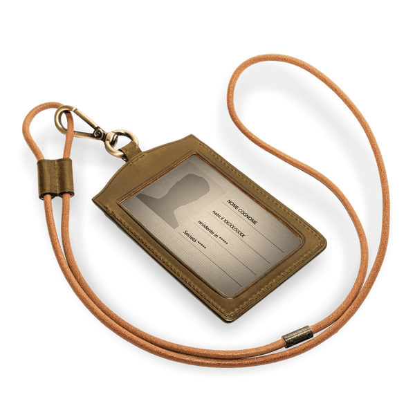 Il Bussetto Card Holder With Lanyard Lightbrown