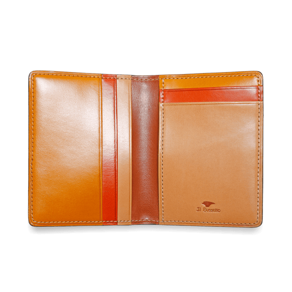 Il Bussetto Multicolor Bi-fold Card Holder Darkgreen-silvermink-natural