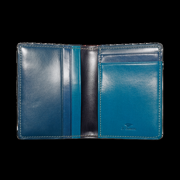 Il Bussetto Multicolor Bi-fold Card Holder Darkgreen-silvermink-natural
