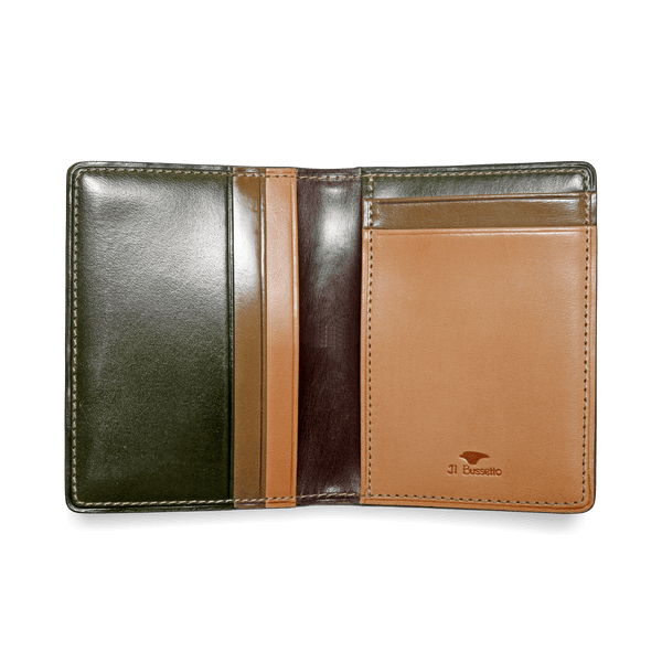 il bussetto Multicolor Bi-fold Card Holder darkgreen-silvermink-natural