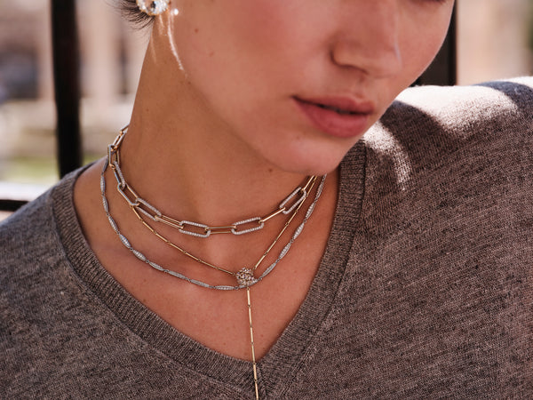 Ileana Makri 18k Seamless Oblong Diamond Link Necklace