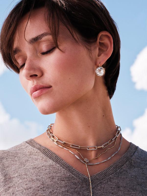 Ileana Makri 18k Seamless Oblong Diamond Link Necklace