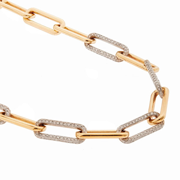 Ileana Makri 18k Seamless Oblong Diamond Link Necklace