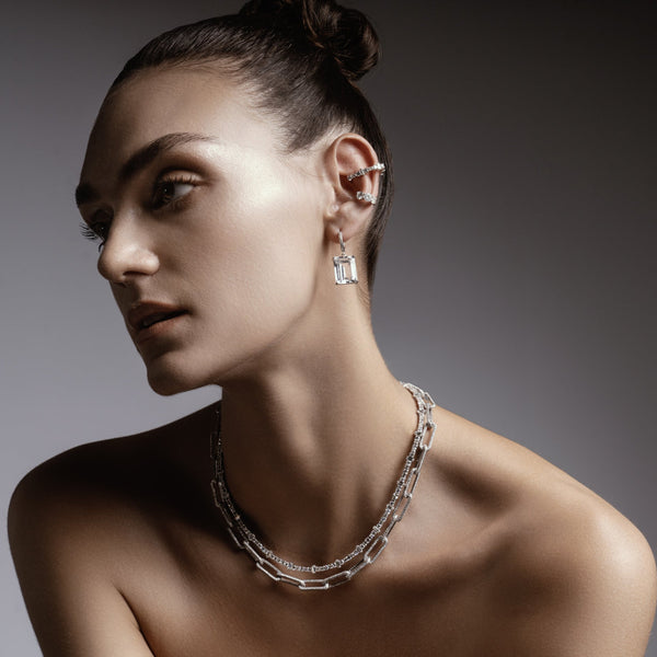 Ileana Makri 18k Seamless Oblong Pave Diamond Link Necklace