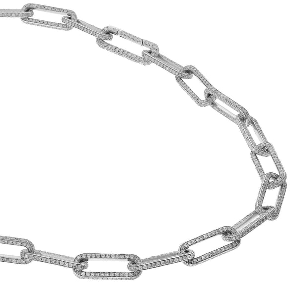 Ileana Makri 18k Seamless Oblong Pave Diamond Link Necklace