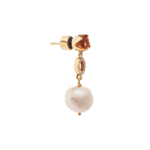 Ileana Makri Citrine And Pearl Globetrotter Earrings