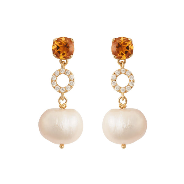 ileana makri Citrine and Pearl Globetrotter Earrings