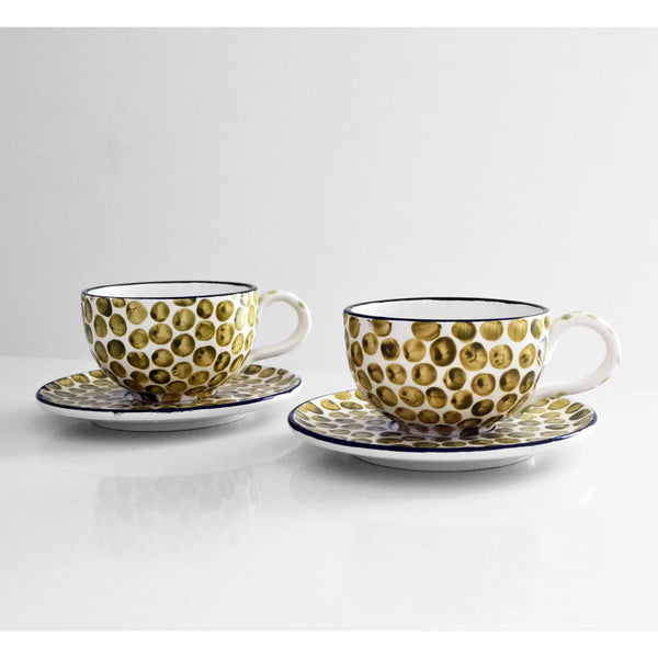 Ileana Makri Dawn Eye Cappuccino Cups Sage (set Of 2)