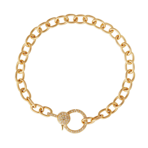 ileana makri Diamond Lock Round Link Chain Bracelet