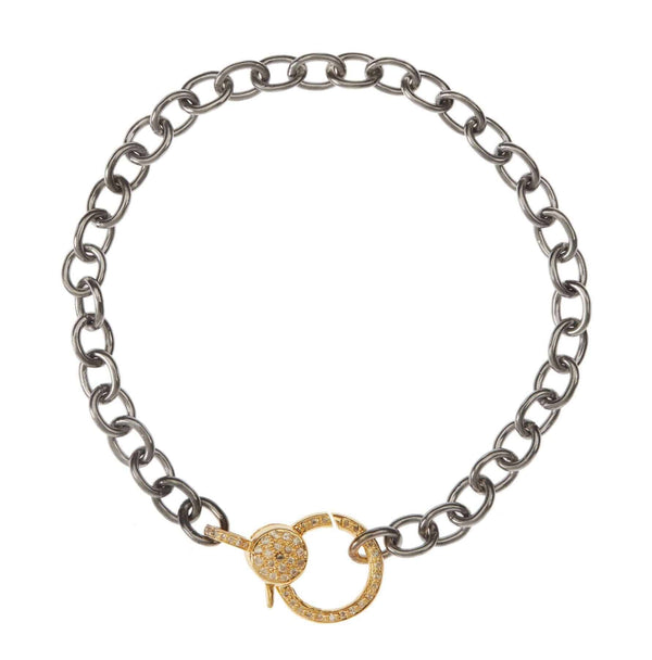 ileana makri Diamond Lock Round Link Chain Bracelet