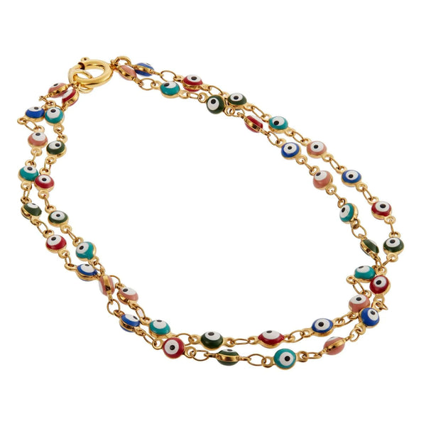 Ileana Makri Double Evil Eye Beaded Anklet Bracelet