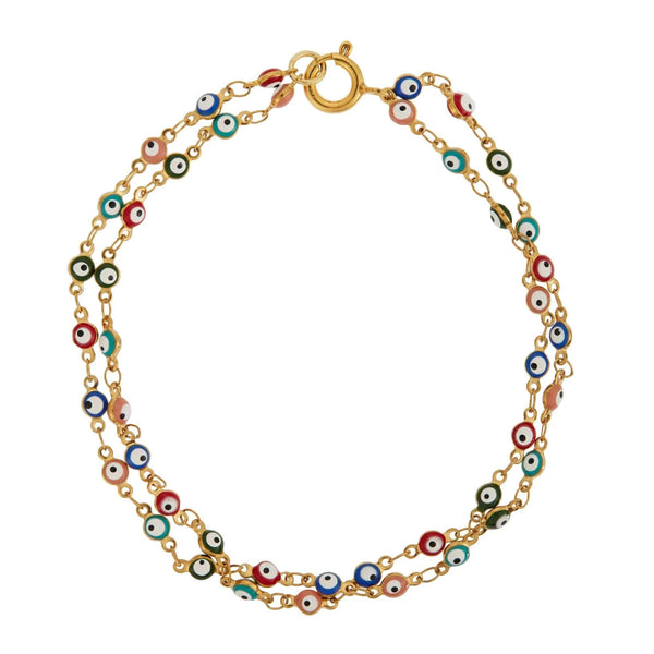 ileana makri Double Evil Eye Beaded Anklet Bracelet