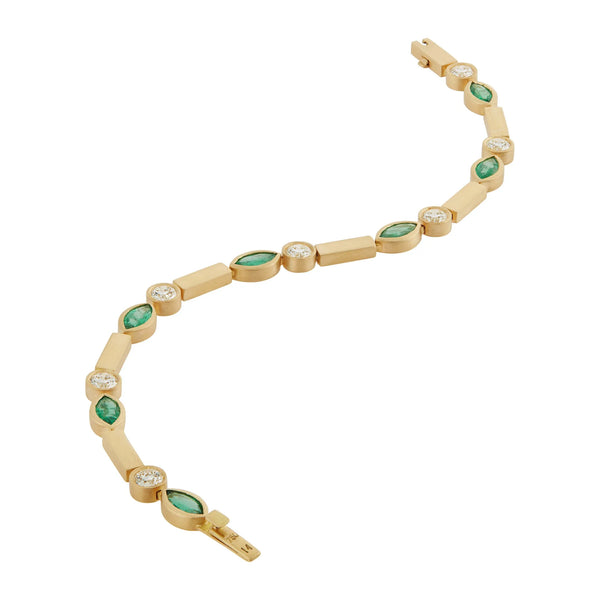 Ileana Makri Emerald Navette Stream Bracelet Y-Em-D
