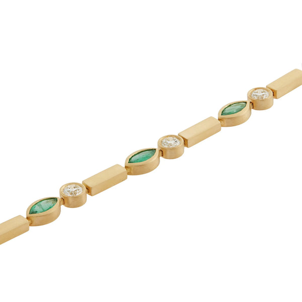 Ileana Makri Emerald Navette Stream Bracelet Y-Em-D