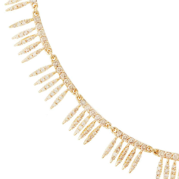 Ileana Makri Grass Sunny Diamond Leaves Necklace Υ-Lchd