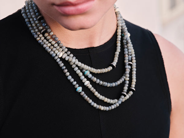 Ileana Makri Green Sapphire Beaded Necklace 219 (88cm)