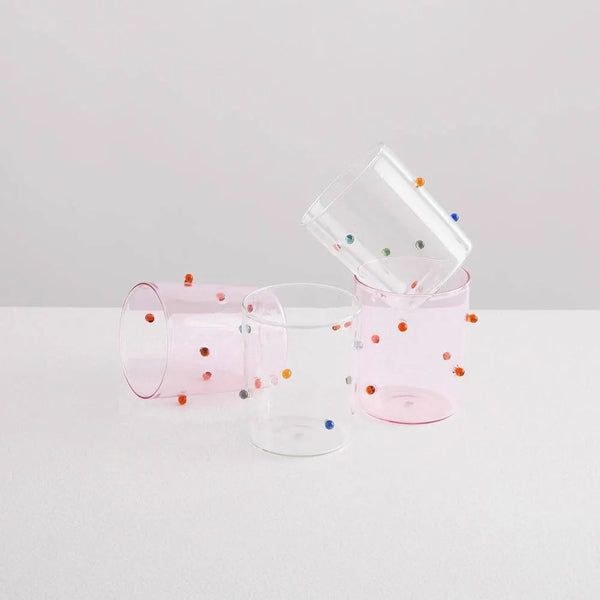 Ileana Makri 2 Pomponette Gobelets | Clear & Multi