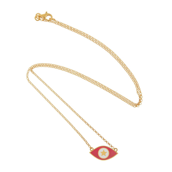 Ileana Makri Astra Eye Necklace Pink