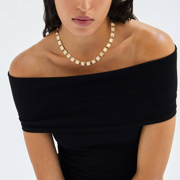 Ileana Makri Baguette Diamond Tile Necklace