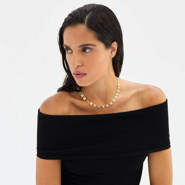 Ileana Makri Baguette Diamond Tile Necklace