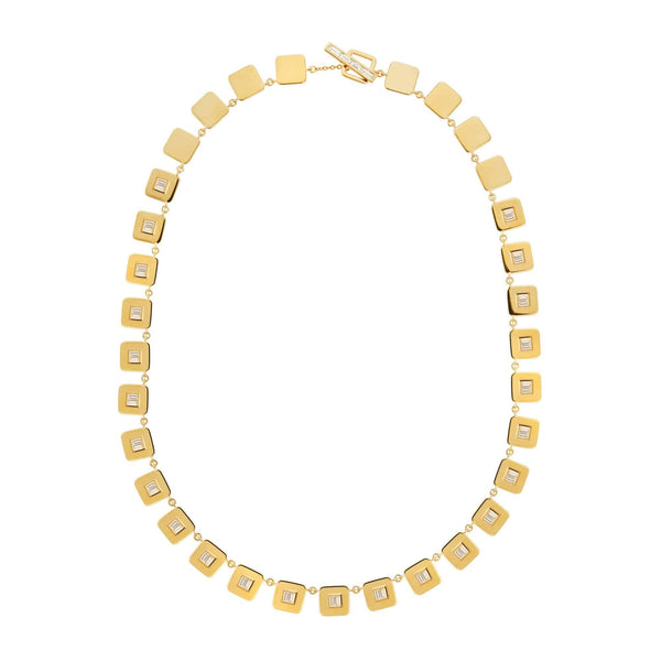ileana makri Baguette Diamond Tile Necklace