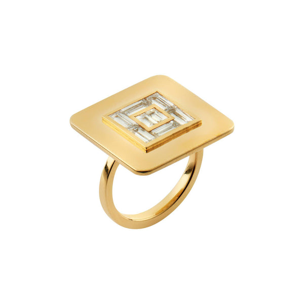 Ileana Makri Baguette Diamond Tile Ring Y-D