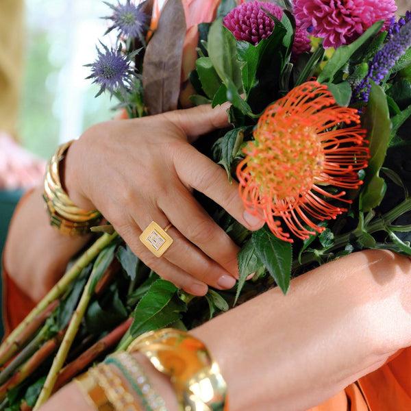 Ileana Makri Baguette Diamond Tile Ring Y-D