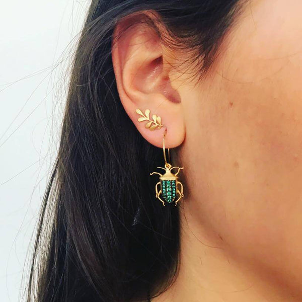 Ileana Makri Beetle Mini Hoops Green