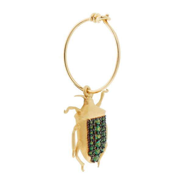 Ileana Makri Beetle Mini Hoops Green