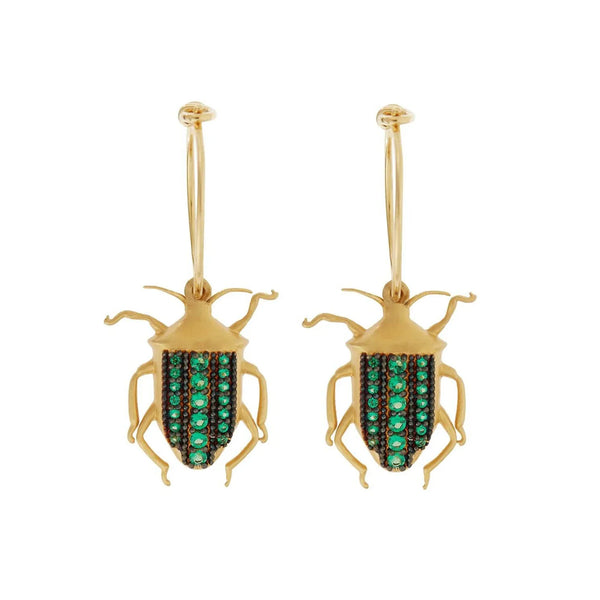 ileana makri Beetle Mini Hoops Green