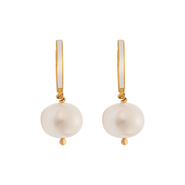 Ileana Makri Big Pearl And Enamel Hoops