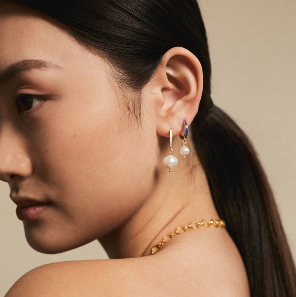 Ileana Makri Big Pearl And Enamel Hoops